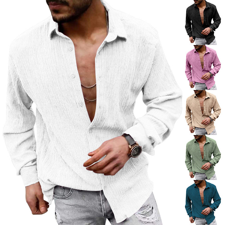 Men's structured casual shirt with crinkle look, shirt collar and laid-back oversized fit Mune Fashion