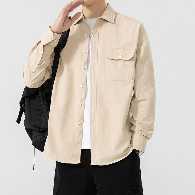 Men's Casual Long Sleeve Shirt with Chest Pocket Mune Fashion
