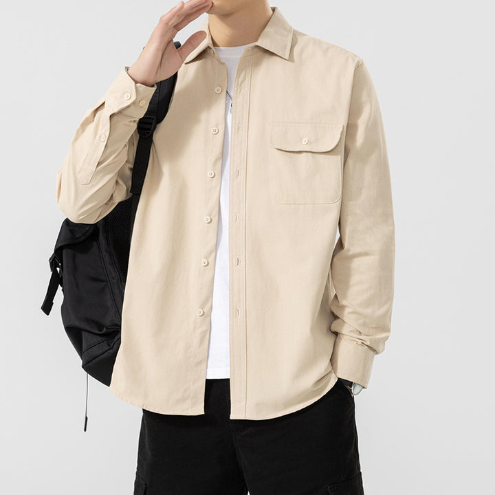 Men's Casual Long Sleeve Shirt with Chest Pocket Mune Fashion