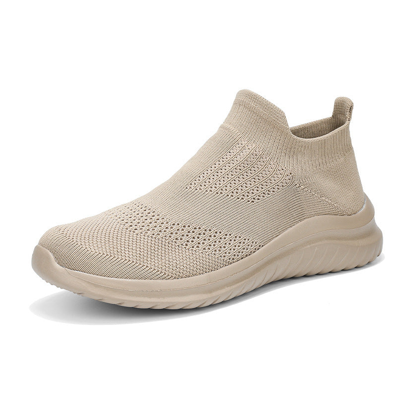 Unisex nan breathable knitted slip-on shoe with elastic shaft and shock-absorbing sole Mune Fashion