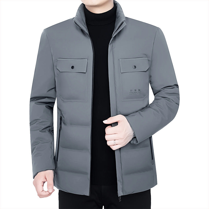 Men's thermal padded city jacket with stand-up collar and breast flaps Mune Fashion