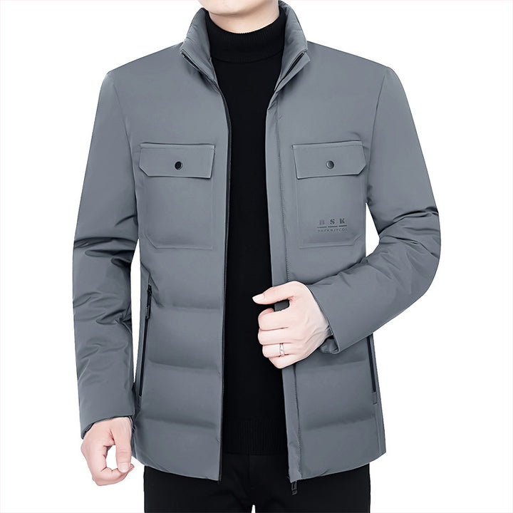 Men's thermal padded city jacket with stand-up collar and breast flaps Mune Fashion