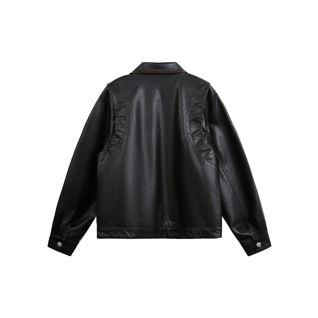 Unisex Oversized Faux Leather Pilot Jacket with Full Metal Zipper Mune Fashion