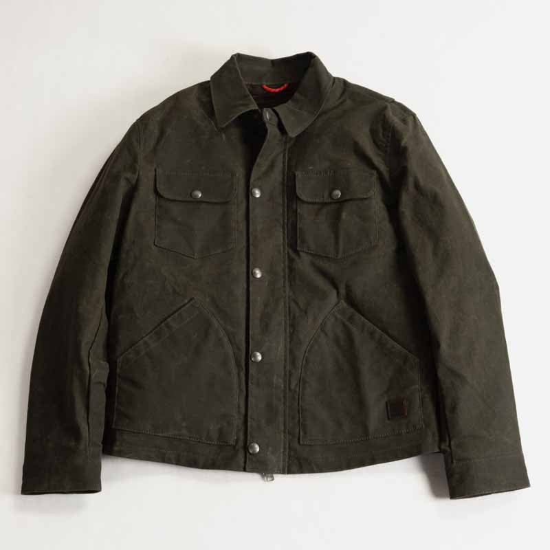 Men's Waxed Canvas Work Jacket with Flap Pockets and Snap Button Closure Mune Fashion