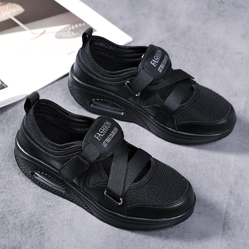 Ladies' stabilizing comfort sneakers with air-cushioned wedge sole and Velcro strap closure Mune Fashion