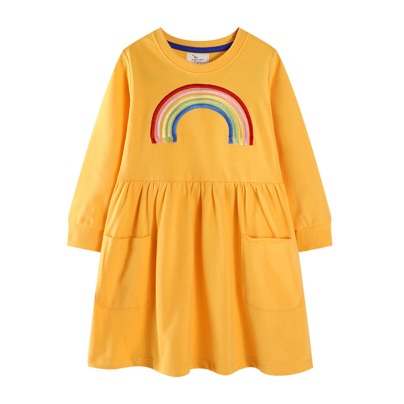 Girl's casual dress with rainbow embroidery Mune Fashion