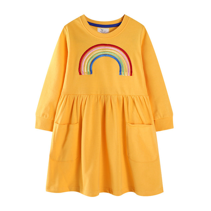 Girl's casual dress with rainbow embroidery Mune Fashion