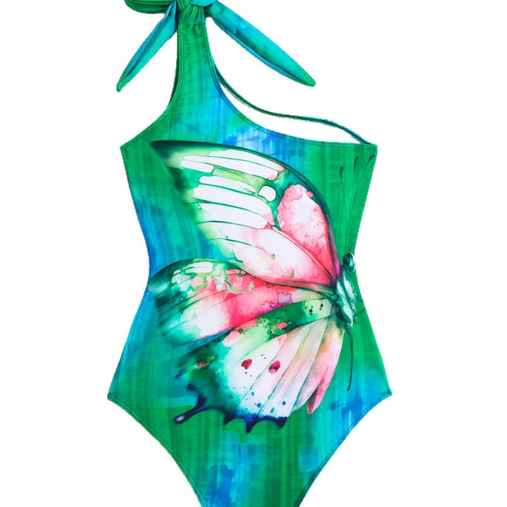 Women One-sided Swimsuit with Eye-catching Butterfly Motif Mune Fashion