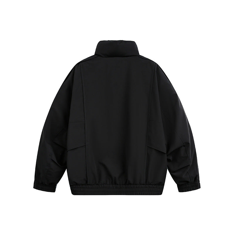 Men's Lightweight Windproof Urban-Utility Bomber Jacket with Stand Collar and Elastic Hem Mune Fashion
