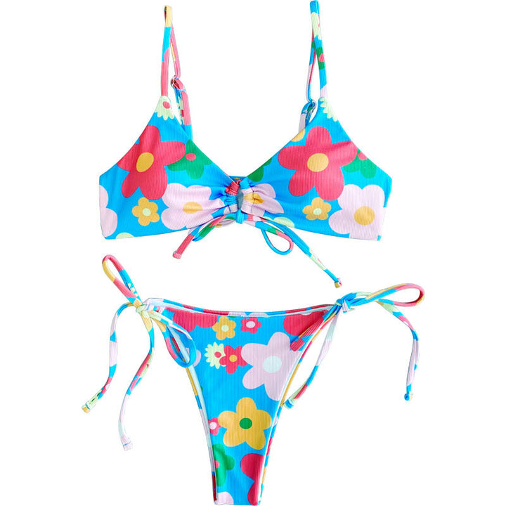 Women's triangle bikini with floral design and adjustable straps Mune Fashion