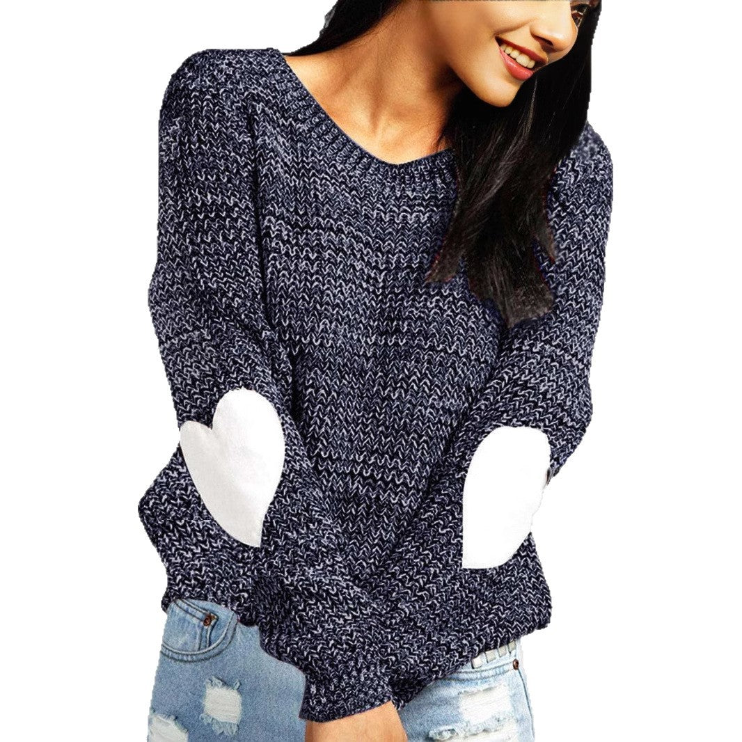 Ladies' Fashionable Knit Sweater with Heart Details