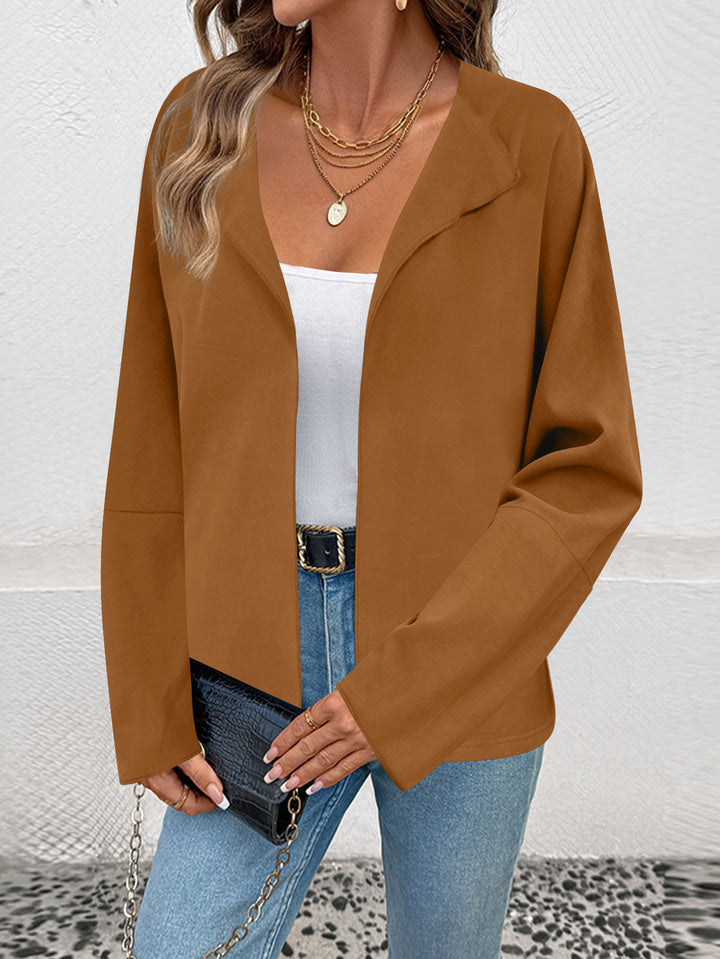 Women Lightweight Open Blazer with Draped Lapels and Wide Sleeves Mune Fashion