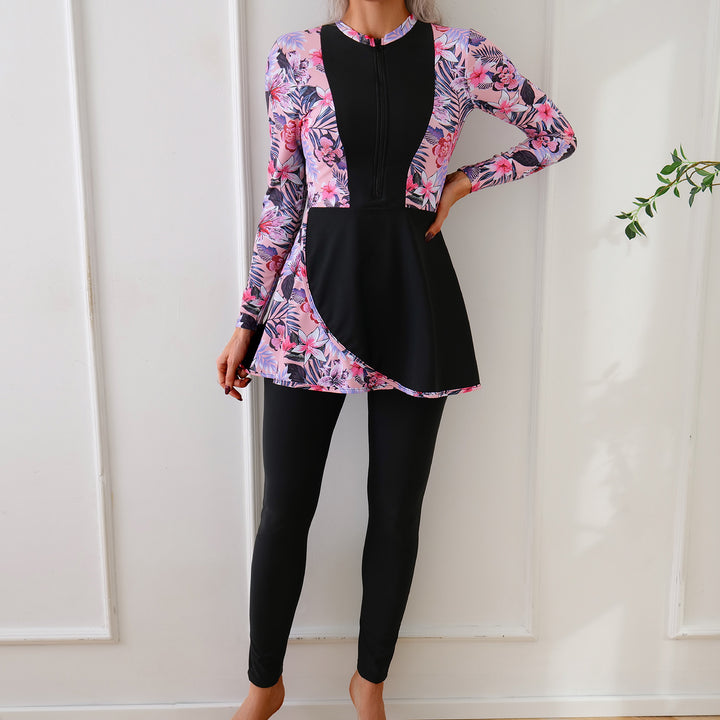Ladies Sporty Long Sleeve Swimsuit with Elegant Tunic Look Mune Fashion