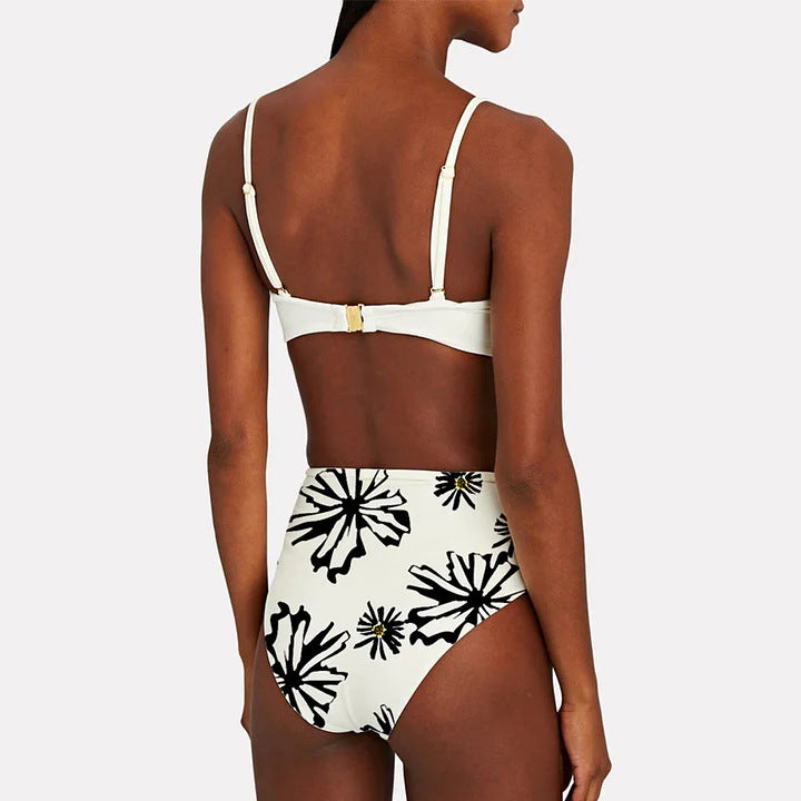 Women's bikini set with special floral decor and long wrap skirt Mune Fashion