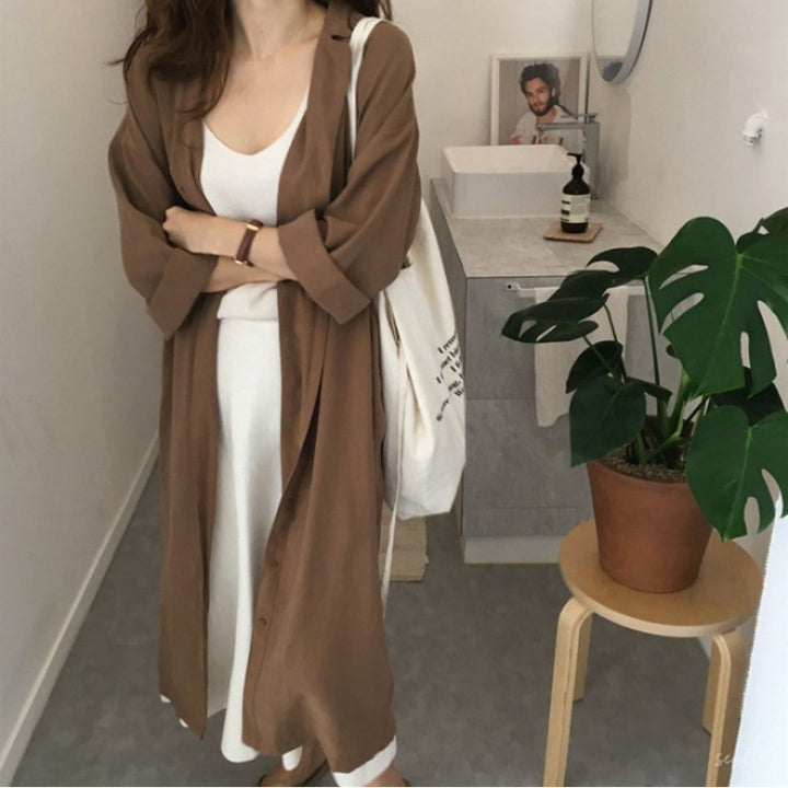 Women's Shirt Dress with Tie Belt and Casual Three-Quarter Sleeves Mune Fashion