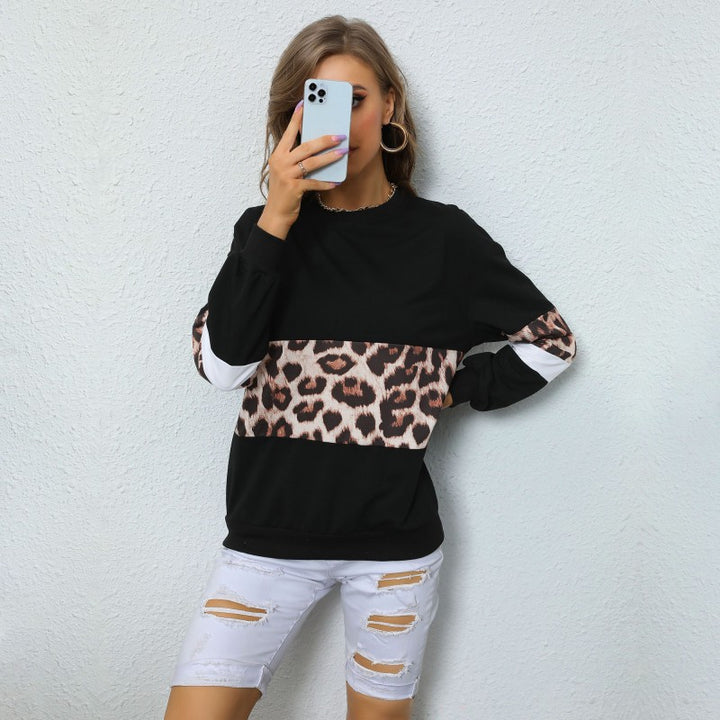 Women's sweatshirt with leo print and colorblock insert Mune Fashion