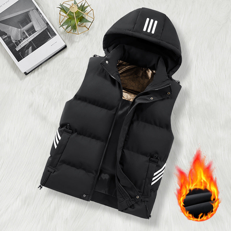 Men's thermal quilted vest with removable hood, quilted insulation and reflective stripes Mune Fashion