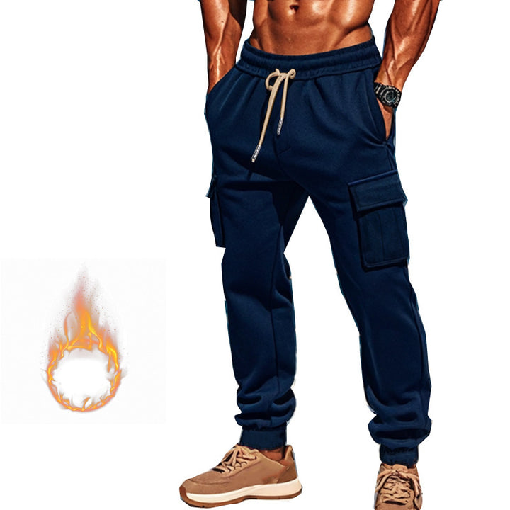 Men's Thermal Cargo Joggers with Fleece Lining, Tapered Cut & Multiple Pockets