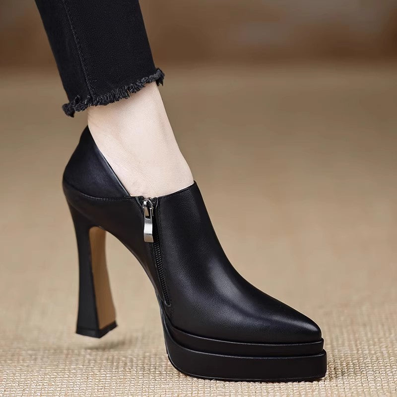 Women Elegant Platform Ankle Boots with Zipper Mune Fashion
