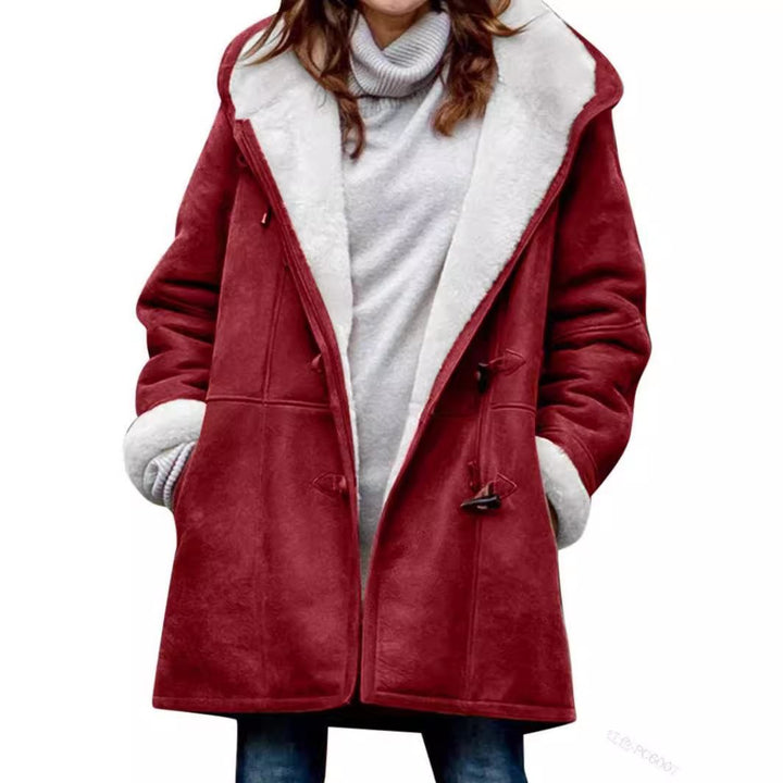 Women's teddy-lined duffle coat with hood, faux fur interior lining and toggle closures Mune Fashion