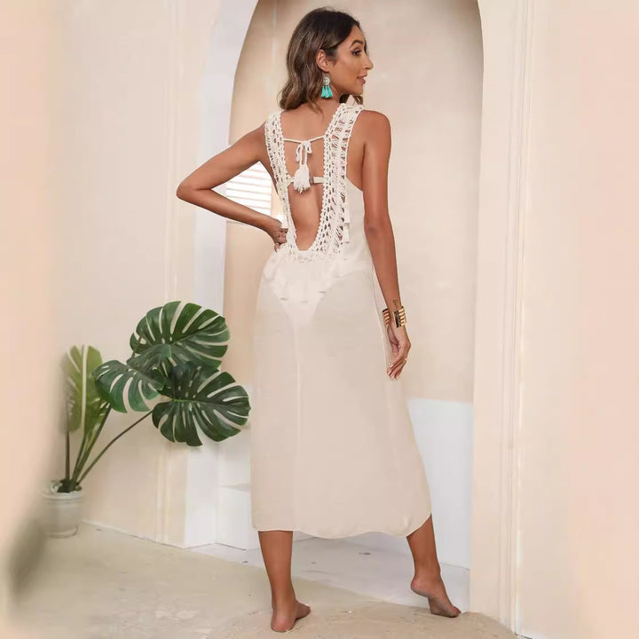 Women’s Airy Beach Dress with Crocheted Décolleté Mune Fashion