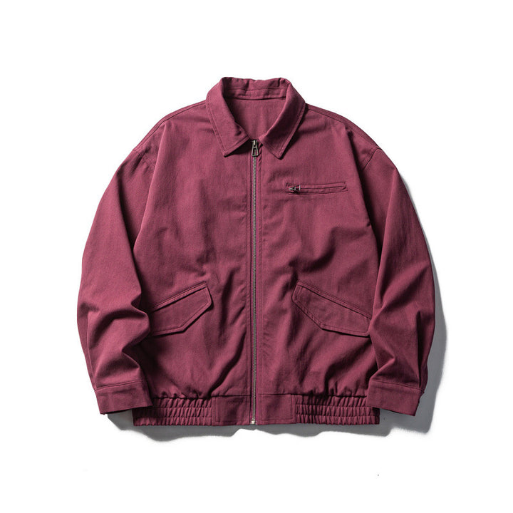 Men's Oversized Work Jacket with Full Zip, Chest Zip and Elastic Hem Band Mune Fashion