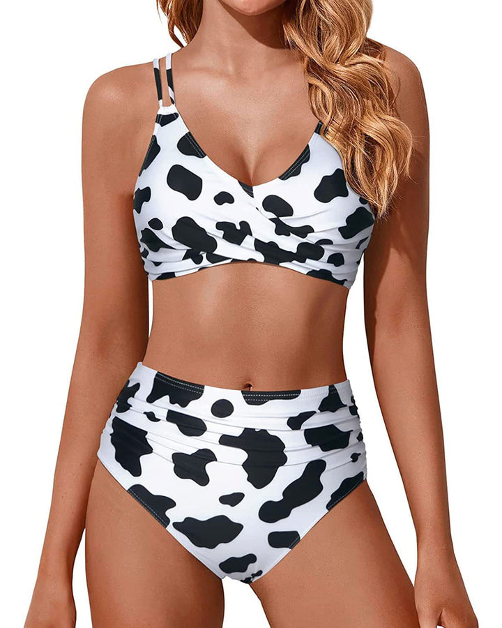 Women's High-Waisted Bikini Set with Ruffled Top Mune Fashion