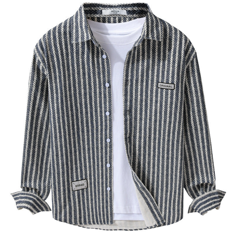 Men's Textured Shirt Jacket Overshirt with Diagonal Herringbone Structure Mune Fashion