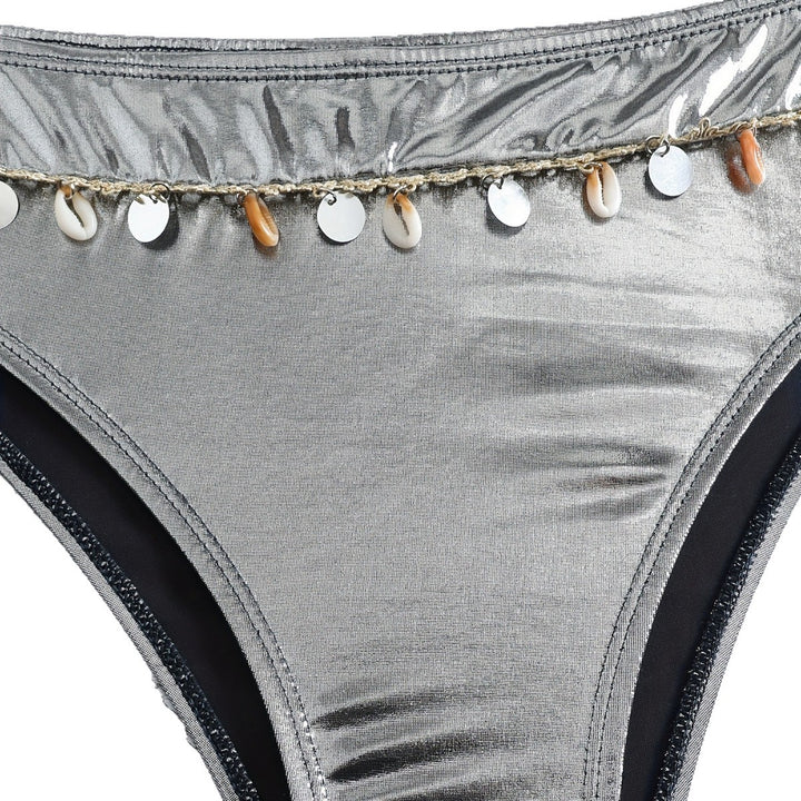 Women's bandeau bikini with elegant glossy look and fashionable shell details Mune Fashion