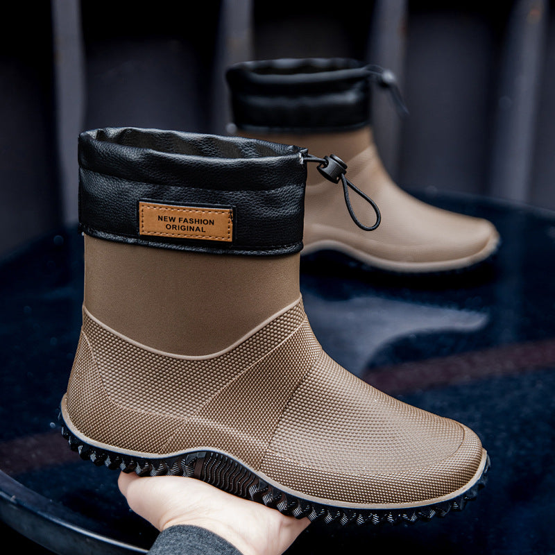 Men's Functional Waterproof Ankle Rain Boots with Adjustable Cuff Mune Fashion