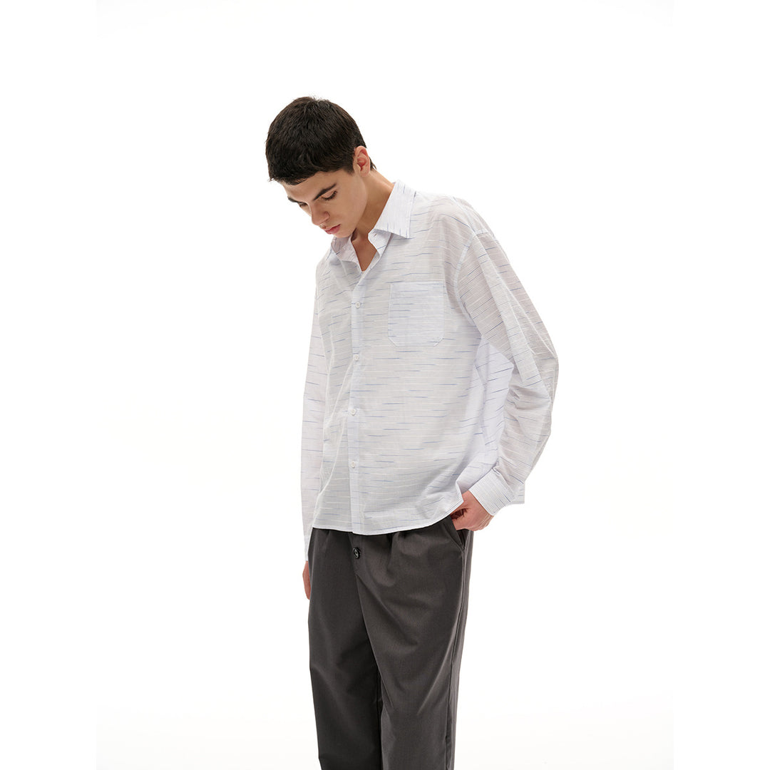 Unisex Loose-fitting oversized shirt made of lightweight cotton blend with Kent collar and chest pocket Mune Fashion