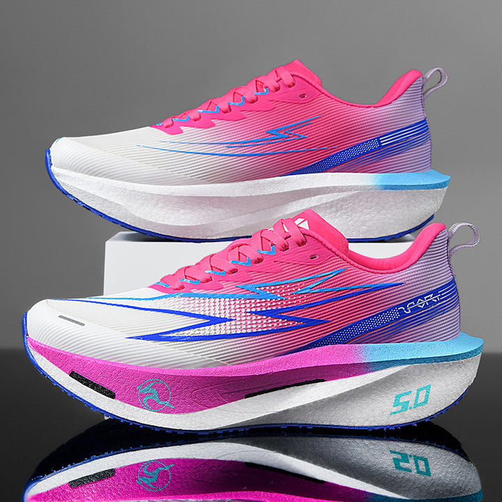 Unisex cushioned race platform running shoes with rocker midsole and breathable micro-mesh Mune Fashion