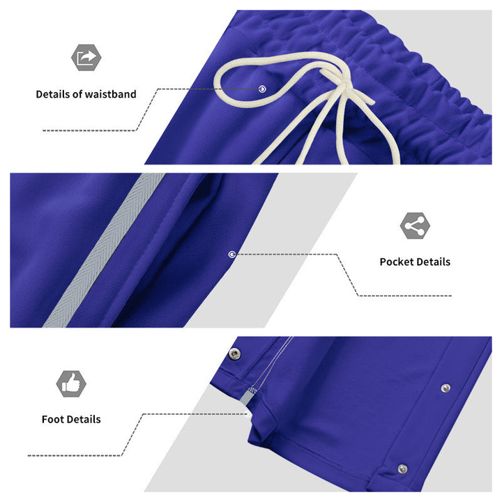 Men's wide training pants with side snap button placket, contrast stripes, elastic waistband, and straight leg Mune Fashion