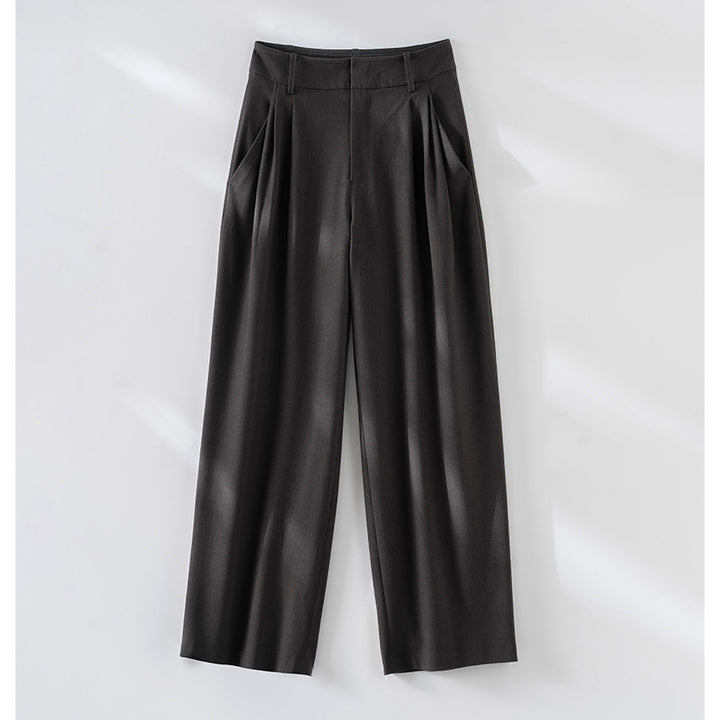 Ladies High-Waisted Palazzo Fabric Trousers with Pleats, Side Pockets and Clear Crease Mune Fashion