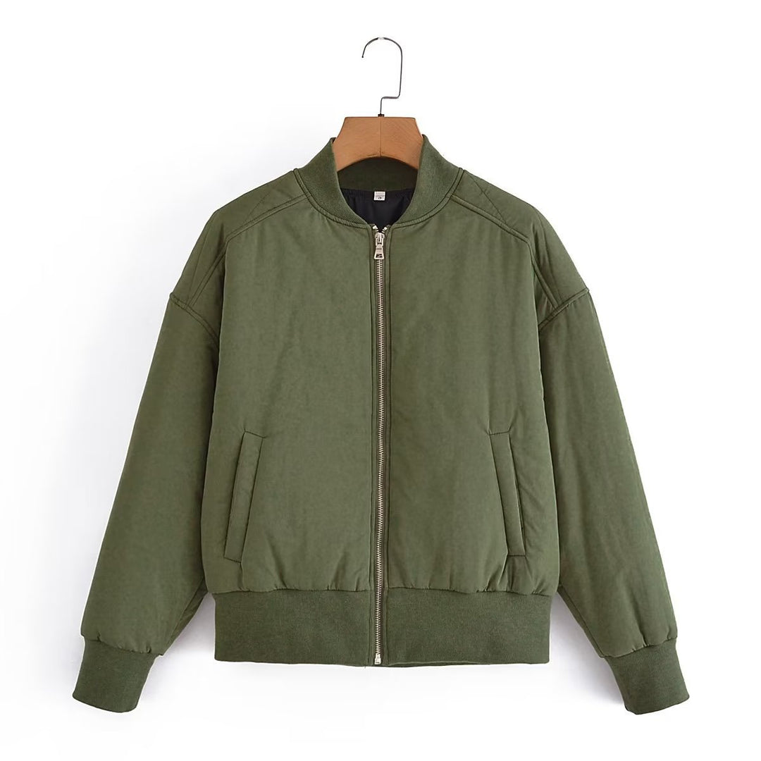 Ladies short padded blouson jacket with ribbed hem Mune Fashion