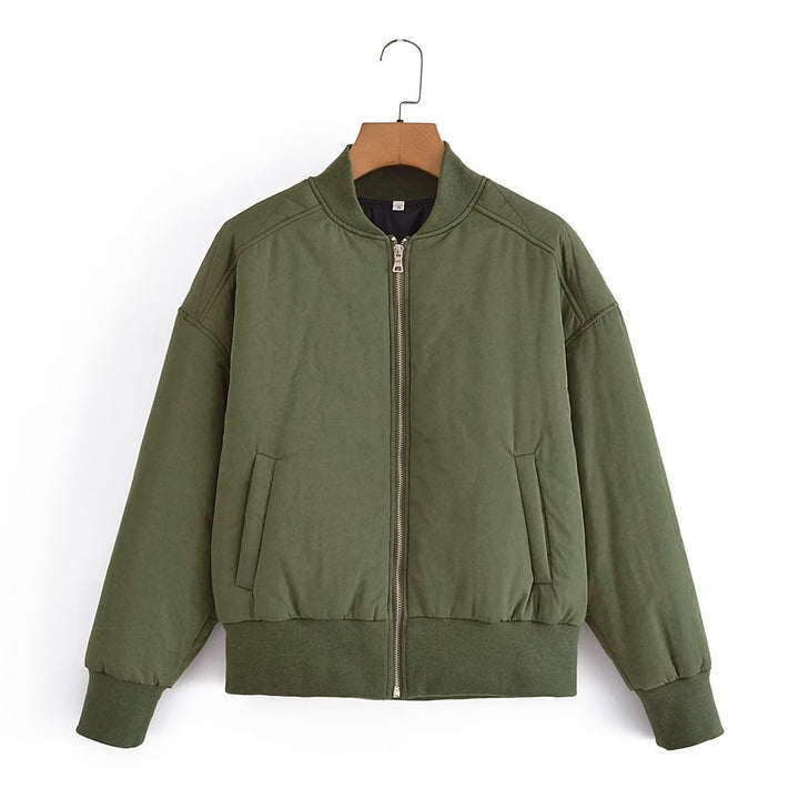 Ladies short padded blouson jacket with ribbed hem Mune Fashion