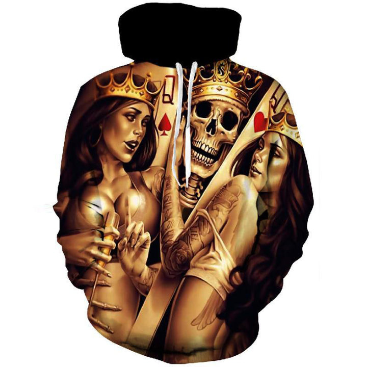 Men's hoodie with allover skull and playing card graphic Mune Fashion