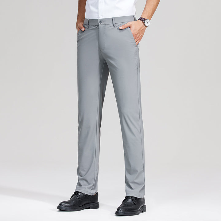 Men's Slim Business Stretch Pants with Crease and Comfort Waistband Mune Fashion