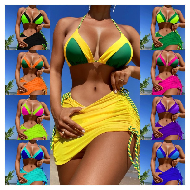 Women's bikini set with modern knot design and figure-hugging skirt Mune Fashion