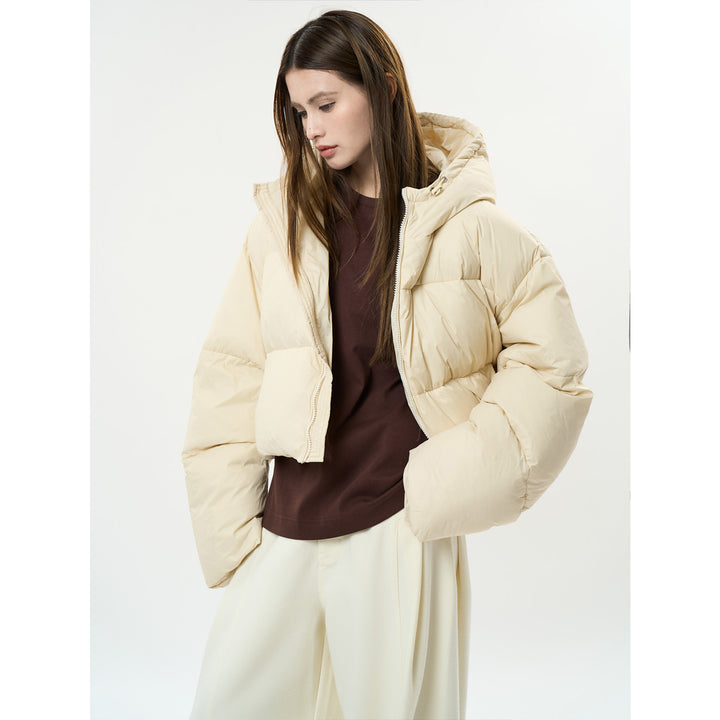 Women's short padded puffer jacket with hood and windproof outer shell Mune Fashion