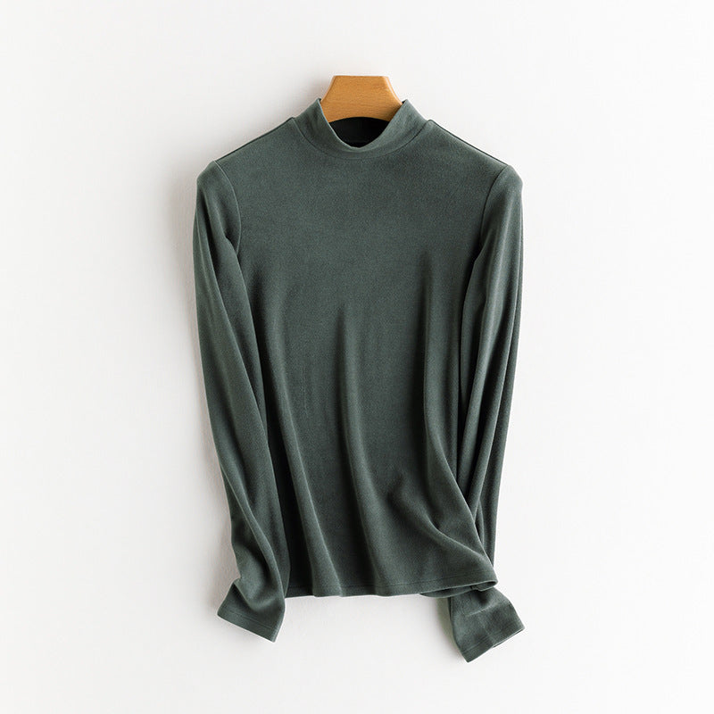 Ladies Fine Long Sleeve Shirt with Stand-up Collar made of Stretch Jersey, Body-hugging Silhouette Mune Fashion