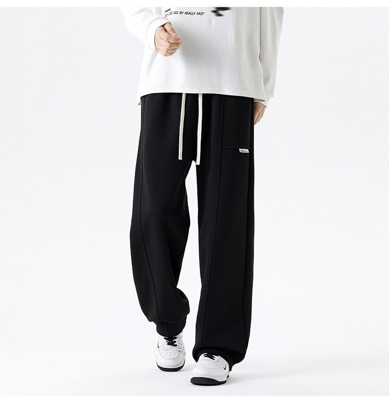 Men's Loose Relaxed Jogging Pants with Drawstring, Multifunctional Pocket & Straight Leg Mune Fashion