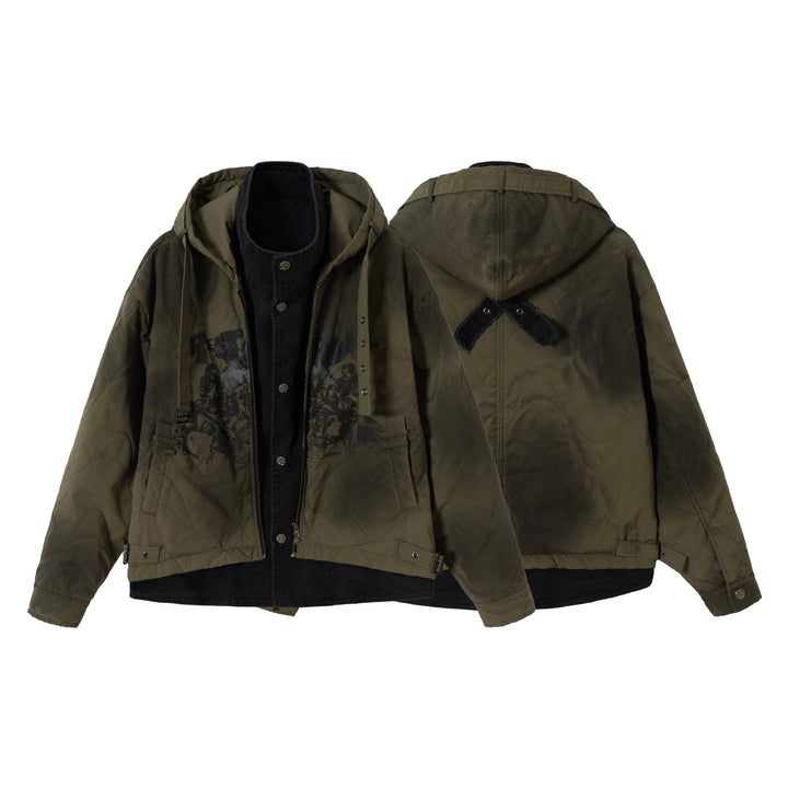 Men's Short Field Parka with modular inner lining, hood, and cargo pockets Mune Fashion