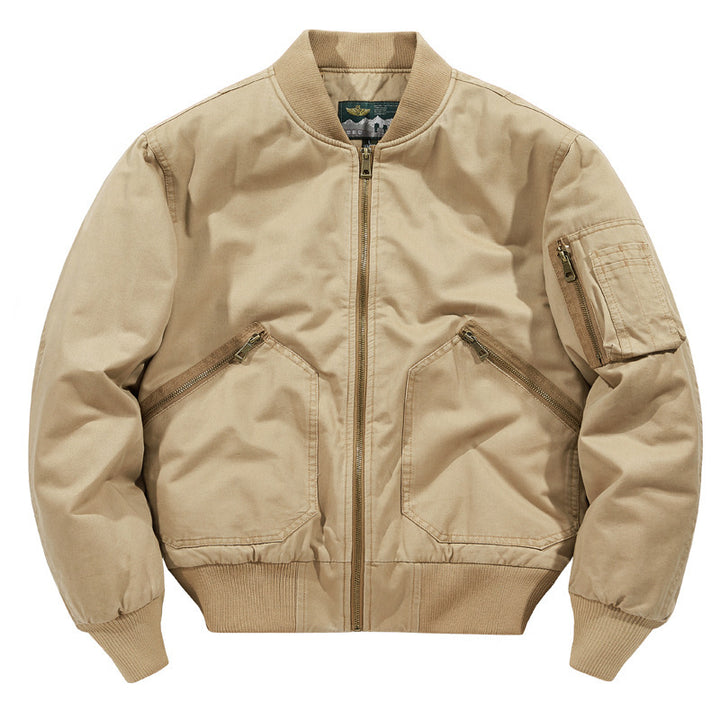 Men's Canvas Bomber Jacket in Vintage Workwear Design with Arm Pocket Mune Fashion