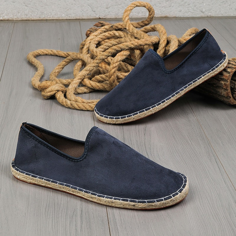 Men's espadrilles made of suede with braided jute trimming and slip-resistant rubber sole Mune Fashion