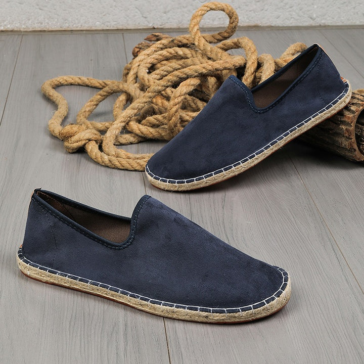Men's espadrilles made of suede with braided jute trimming and slip-resistant rubber sole Mune Fashion