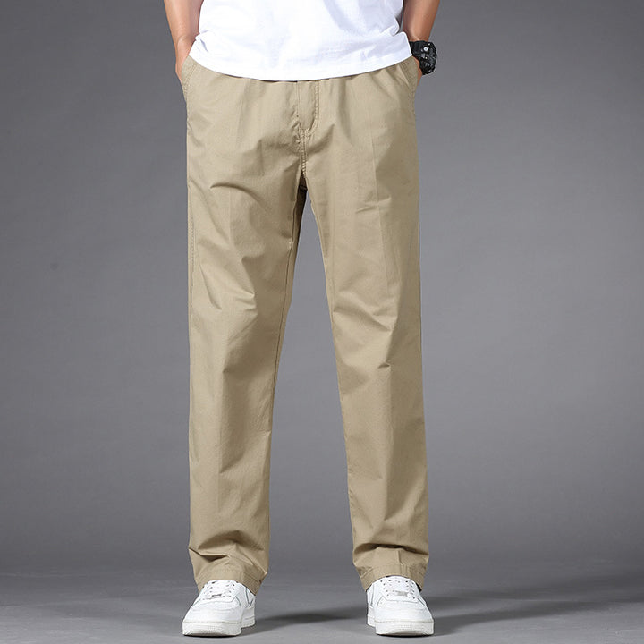 Men's Casual Relaxed-Fit Chino Pants made of Cotton Blend with Elastic Waistband Mune Fashion