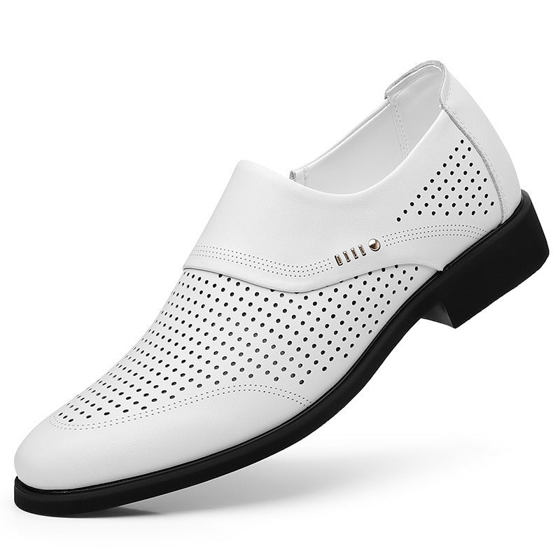 Men's Elegant Slip-On Business Half Shoe with Pointed Toe Cap and Subtle Perforation Mune Fashion