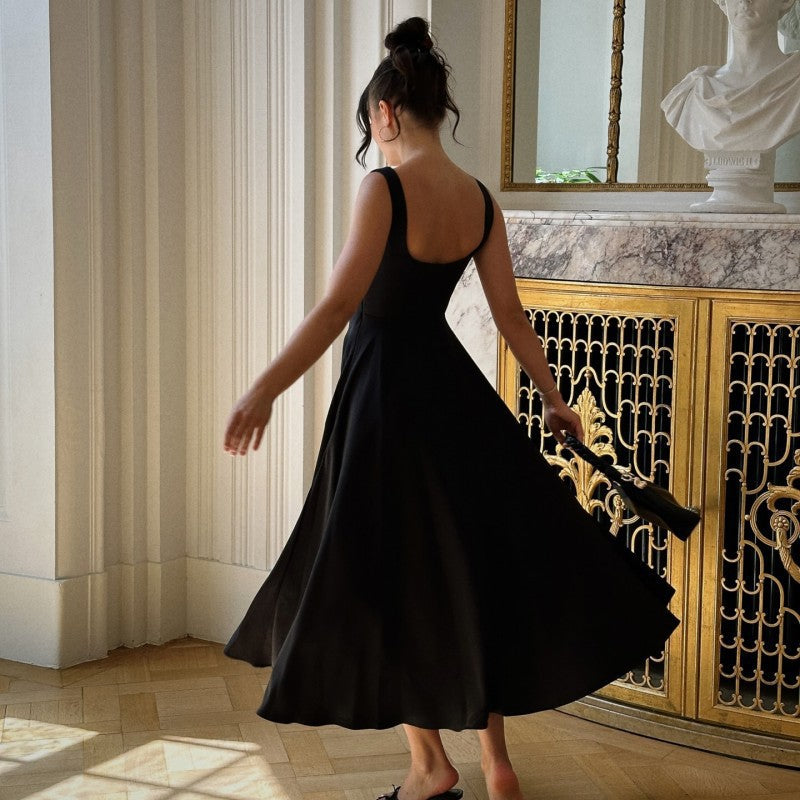 Maxi dress A-line with square neckline