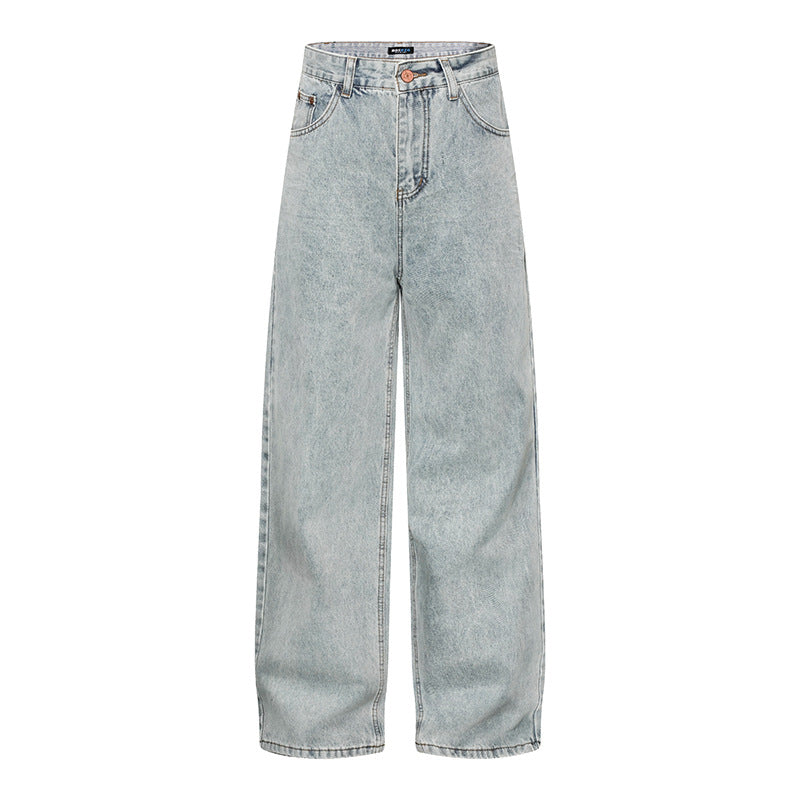 Women's High-Cut Vintage-Washed Baggy Jeans with Wide Palazzo Cut Mune Fashion